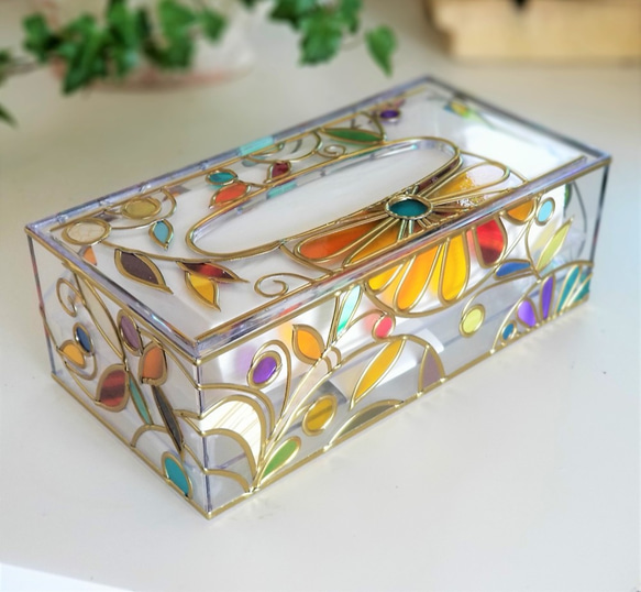 Glass art Tissue case 　 Summer Banquet Gold 第5張的照片