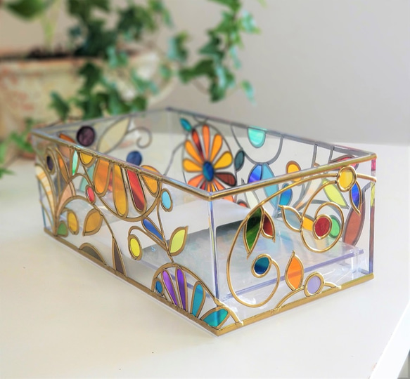 Glass art Tissue case 　 Summer Banquet Gold 第6張的照片