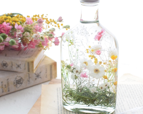 固まるハーバリウム ねこの中のお花畑 ❁.。 ハンドメイド・手芸 固まるハーバリウム ねこの中のお花畑