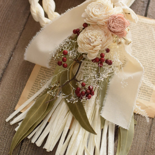 2024 しめ縄飾り ホワイト 2way ① 2024 しめ縄飾り ホワイト 2way ③ 正月 しめ縄おしゃれ