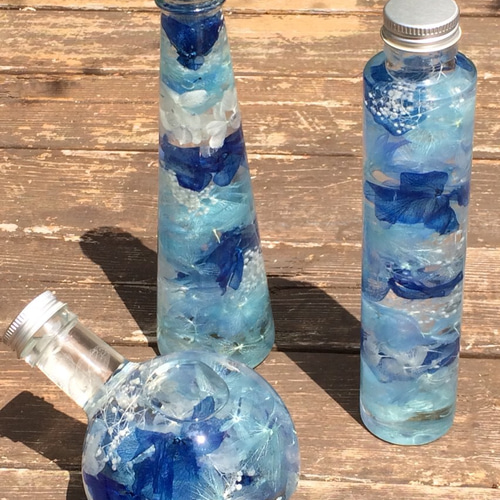 あじさいとかすみ草のハーバリウム～blue～ ハーバリウム・植物標本 花