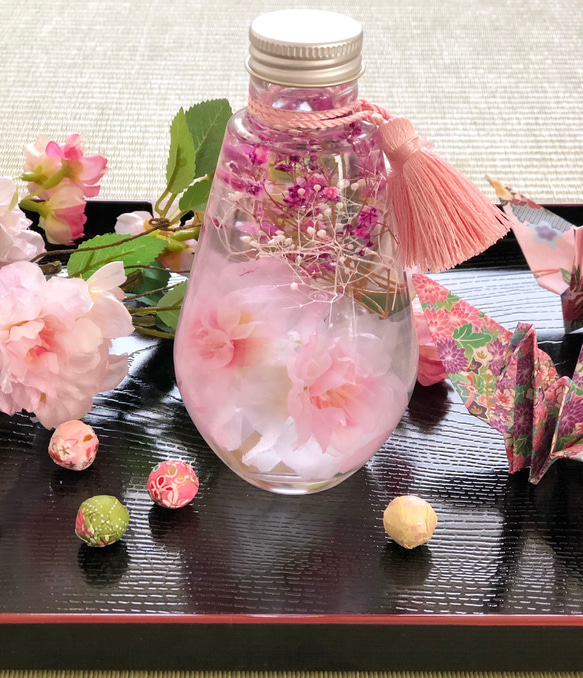 【母の日・ギフト】ハーバリウムドロップ～桃花·桜花～ 5枚目の画像