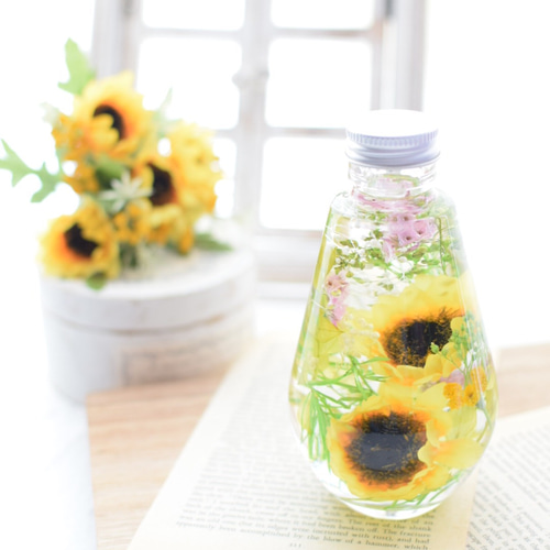 特価】No.28 向日葵＆グリーン小花✨キャッシュトレイ♡固まるハー