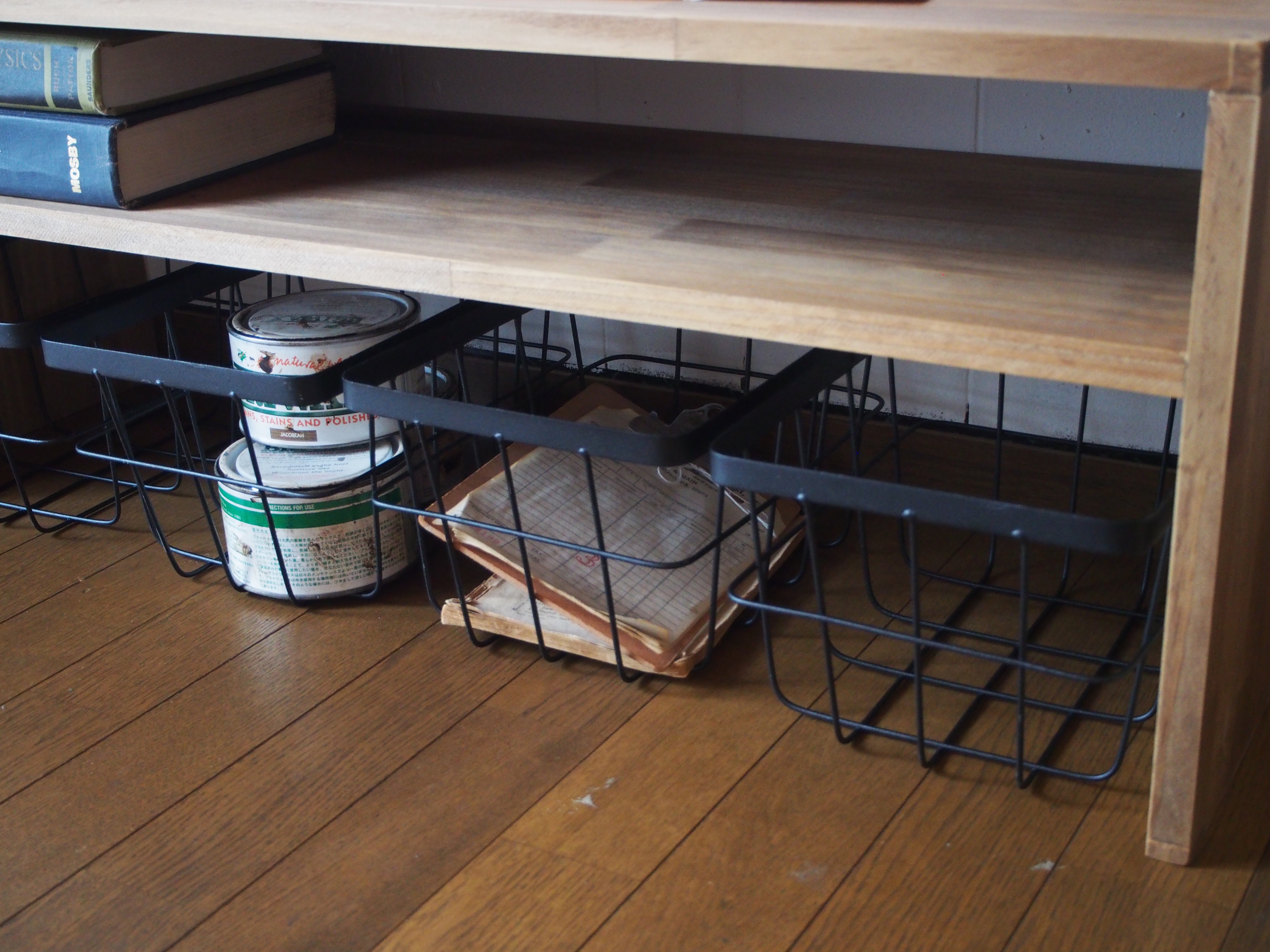 54.Center Table90×30 アイアンバスケット4個セット/テレビボード/テーブル/アイアン