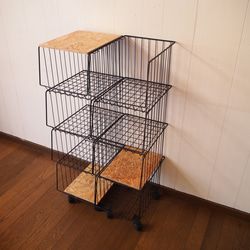 71.Iron BasketWagon キャスター付き キッチンワゴン/キャンプ/アウトドア/アイアン 2枚目の画像