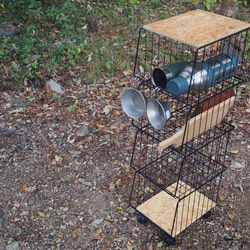 71.Iron BasketWagon キャスター付き キッチンワゴン/キャンプ/アウトドア/アイアン 3枚目の画像