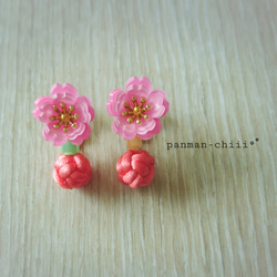 プラバン桜とミニミニ手鞠のイヤリング 1枚目の画像