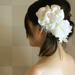 シルクのお花とニット玉のヘッドドレス【wedding】 5枚目の画像