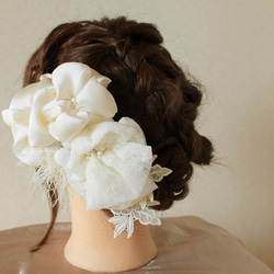 シルクのお花とニット玉のヘッドドレス【wedding】 7枚目の画像