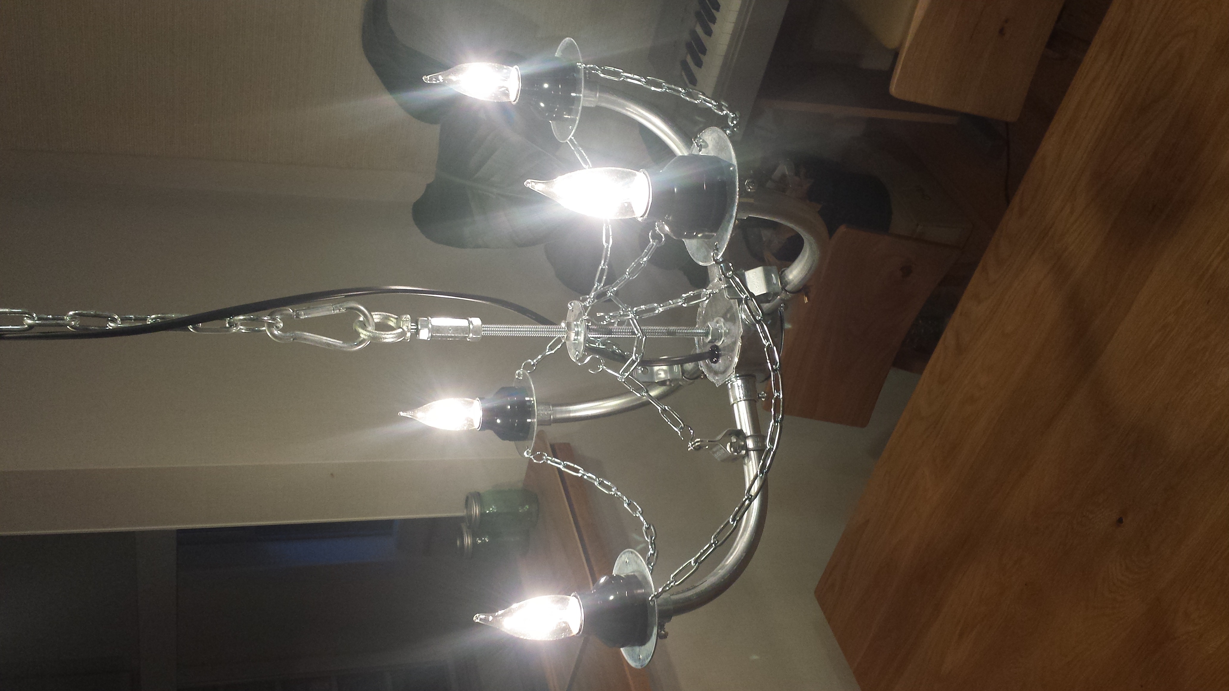 電気屋さんがつくる 男前 インダストリアルな  シャンデリア。。。(クロームver)【受注生産】