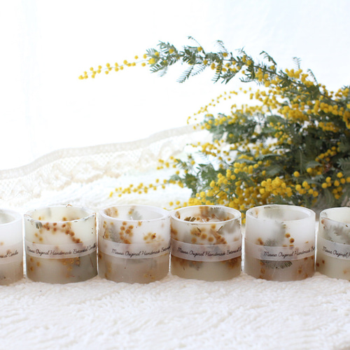 ミモザのボタニカルキャンドル ランタン型 ミニサイズ プチギフト 結婚