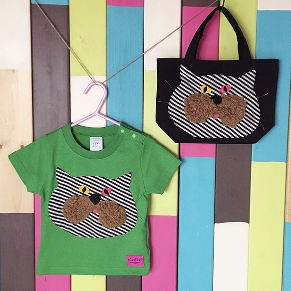 shima nyan_Bag_S/トートバッグ 猫 黒 ピンク ミニ ランチ 散歩 リンク 出産祝い プレゼント ギフト 12枚目の画像