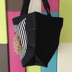 shima nyan_Bag_S/トートバッグ 猫 黒 ピンク ミニ ランチ 散歩 リンク 出産祝い プレゼント ギフト 8枚目の画像