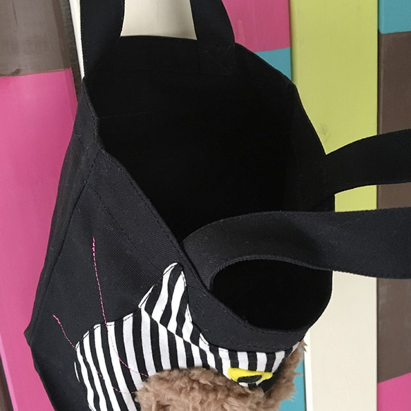 shima nyan_Bag_S/トートバッグ 猫 黒 ピンク ミニ ランチ 散歩 リンク 出産祝い プレゼント ギフト 9枚目の画像
