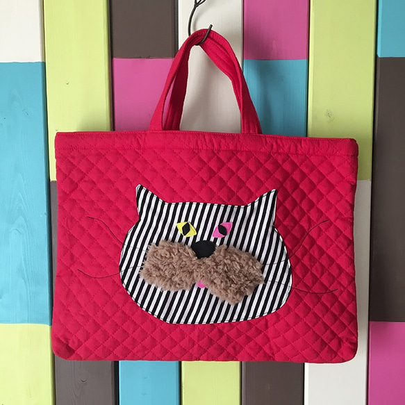 shima nyan_Lesson bag ★ red & blue 2枚目の画像