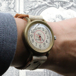 手工手錶 Via Aurelia（復古紅白意大利皮革） 第4張的照片