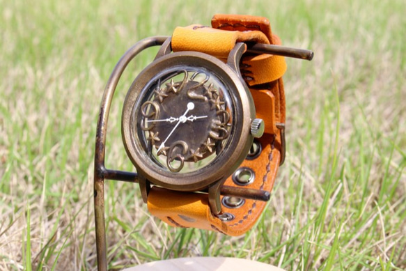 手作り腕時計　Via Aurelia(レトロスケルトン &Brown ) 1枚目の画像