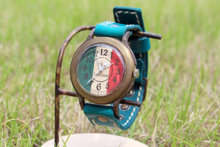 手作り腕時計　Via Latina(イタリア国旗 & Blue)