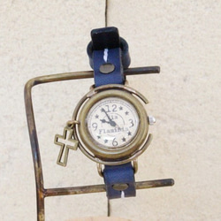 手作り腕時計　Via Flaminia(レトロBlack 十字架付 & Navy Blueシングル) 3枚目の画像