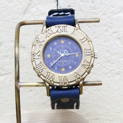 手作り腕時計　Via Ostiensis(十字架レトロ時計 アンティークケース Blue & Navy Blue) 2枚目の画像