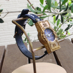 手作り腕時計　Via Salaria(十字架アンティーク時計Blue & Dark Blueシングルベルト) 3枚目の画像