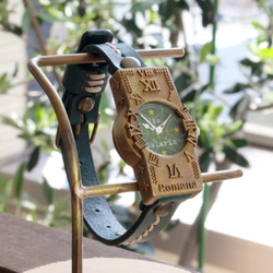手作り腕時計　Via Salaria(十字架アンティーク時計Green & Greenシングルベルト) 1枚目の画像
