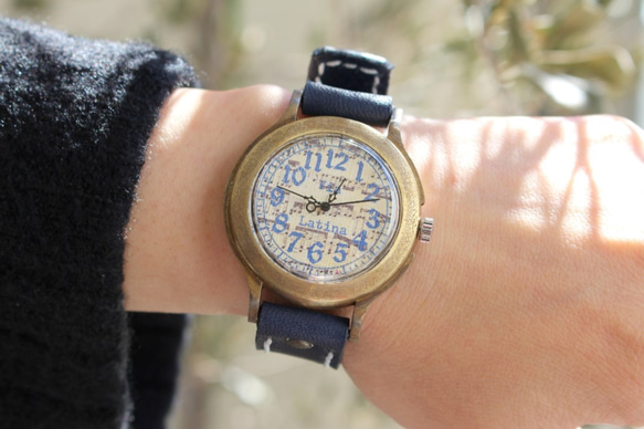 手工手錶 Via Latina (復古音樂錶盤&amp;海軍藍) 第1張的照片