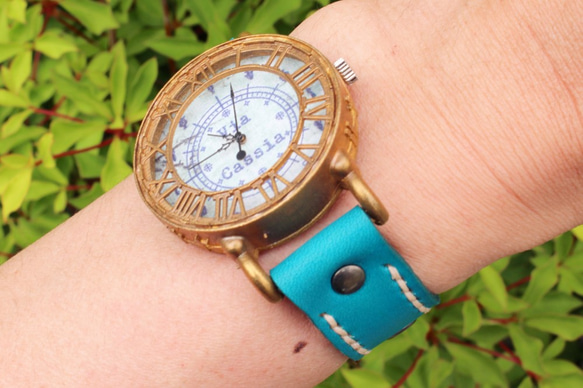 手工手錶 Via Cassia（古董錶殼 藍色錶盤 &amp; 藍色） 第1張的照片