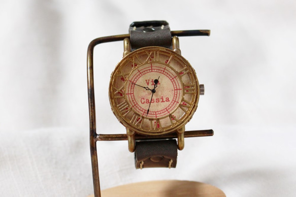手作り腕時計　Via Cassia(アンティークケース Brown文字盤 & Chocolate) 3枚目の画像