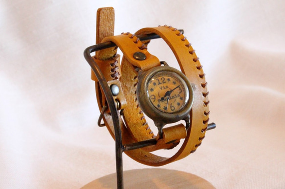 手作り腕時計　Via Flaminia(Brown & Brown 2重巻きベルト) 2枚目の画像