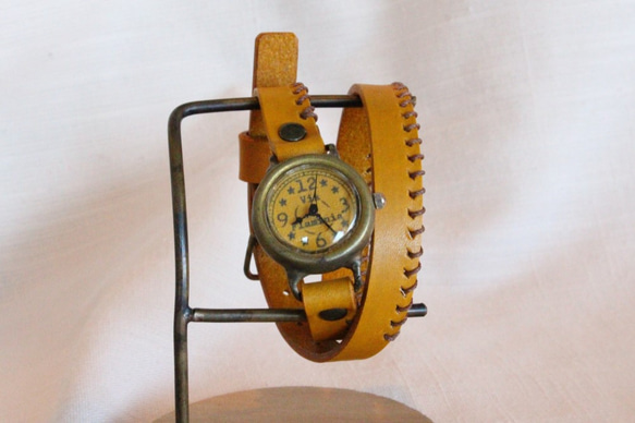 手作り腕時計　Via Flaminia(Brown & Brown 2重巻きベルト) 4枚目の画像