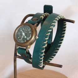 手作り腕時計　Via Flaminia(Green & Green 2重巻きベルト) 2枚目の画像