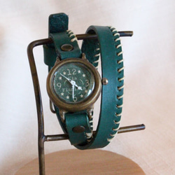 手工腕錶Via Flaminia (Green &amp; Green 雙纏繞皮帶) 第4張的照片