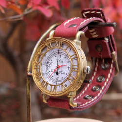 手工手錶 Via Cassia（古董錶殼灰色錶盤和紅色） 第1張的照片
