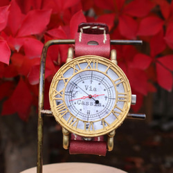 手工手錶 Via Cassia（古董錶殼灰色錶盤和紅色） 第2張的照片