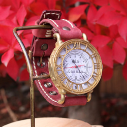 手工手錶 Via Cassia（古董錶殼灰色錶盤和紅色） 第3張的照片