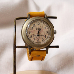 手作り腕時計　Via Latina(レトロ ストーン調文字盤 & Brown) 5枚目の画像
