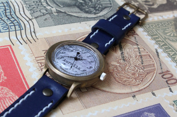手作り腕時計　Via Aurelia(レトロ 中世Gray & Navy Blue) 4枚目の画像