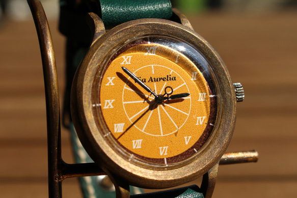 手工手錶Via Aurelia（棕色和綠色） 第2張的照片
