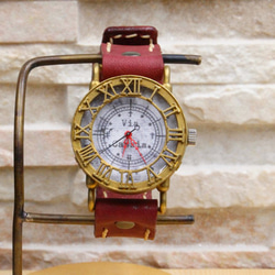 手工手錶 Via Cassia (M)（古董錶殼灰色錶盤和紅色） 第4張的照片