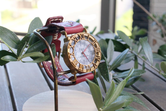 手工手錶 Via Cassia (M)（古董錶殼灰色錶盤和紅色） 第7張的照片