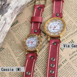 手工手錶 Via Cassia (M)（古董錶殼灰色錶盤和紅色） 第8張的照片