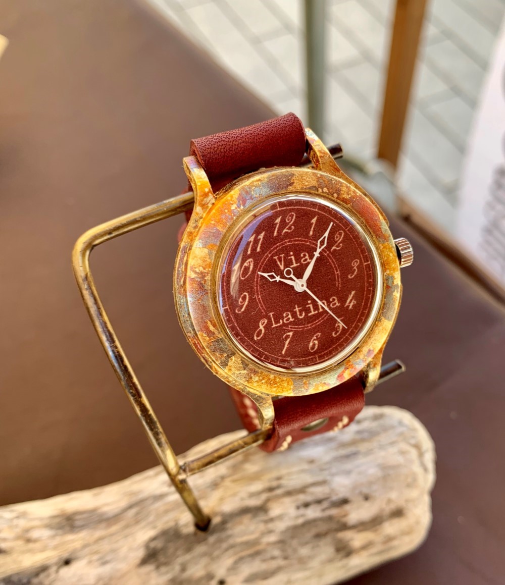 手作り腕時計　Via Latina(ギルディングフレーム　レトロRed & Red)