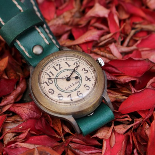 手作り腕時計 Via Latina(レトロGreen & Green) 腕時計 Via Romana