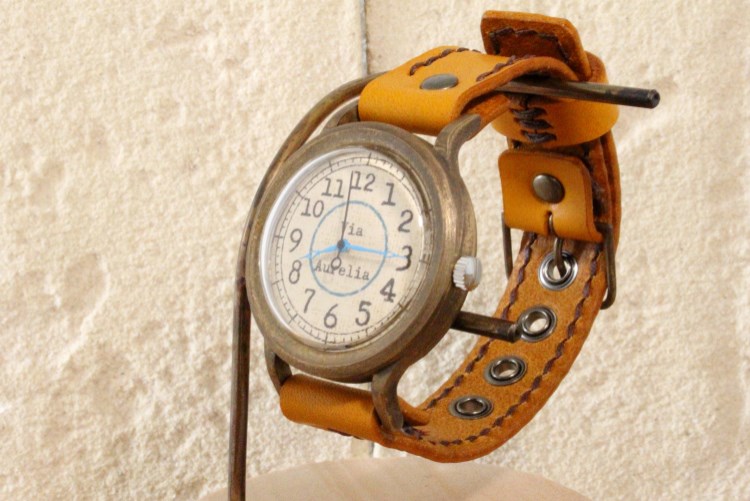 手作り腕時計　Via Aurelia(レトロBlue &Brown )