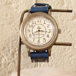 手作り腕時計　Via Aurelia(レトロGreen & Navy Blue ) 2枚目の画像