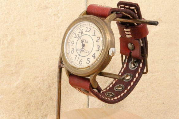 手作り腕時計　Via Aurelia(レトロGreen & Red ) 3枚目の画像