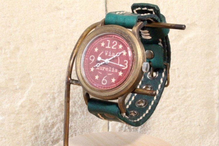 手作り腕時計　Via Aurelia(フルRed☆&Green)