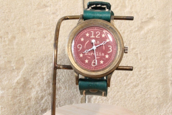 手作り腕時計　Via Aurelia(フルRed☆&Green) 2枚目の画像