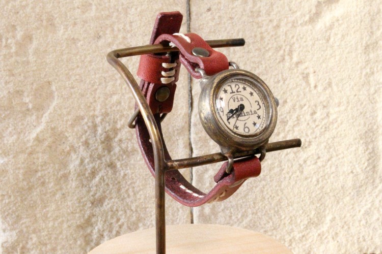 手作り腕時計　Via Flaminia(レトロBlack & Redシングル)